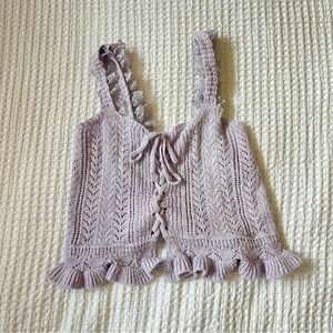 Cider lilac Lace Trim Knit Tank Top